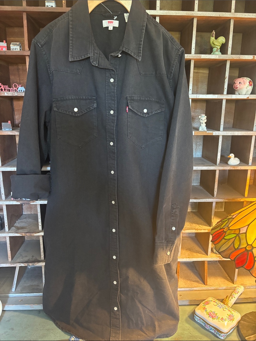 Levi's Black Long-Sleeve Western Button-Down Shirt dress